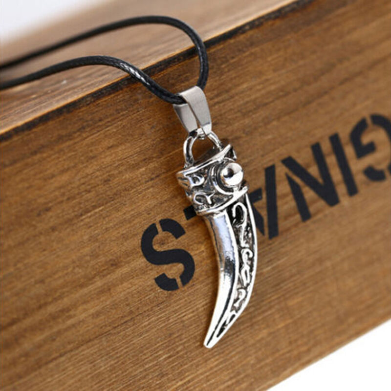 Trendy Stainless Steel Domineering Wolf Tooth Shape Pendant Necklace Jewel.l8