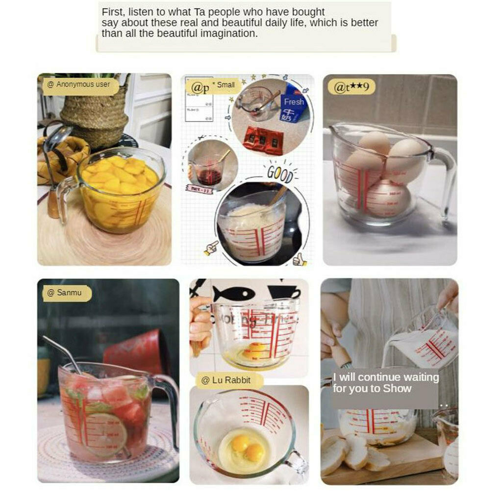 1000ML Measuring Meter Cups Glass Clear Kitchen Restaurant Cooker Tool Supplies