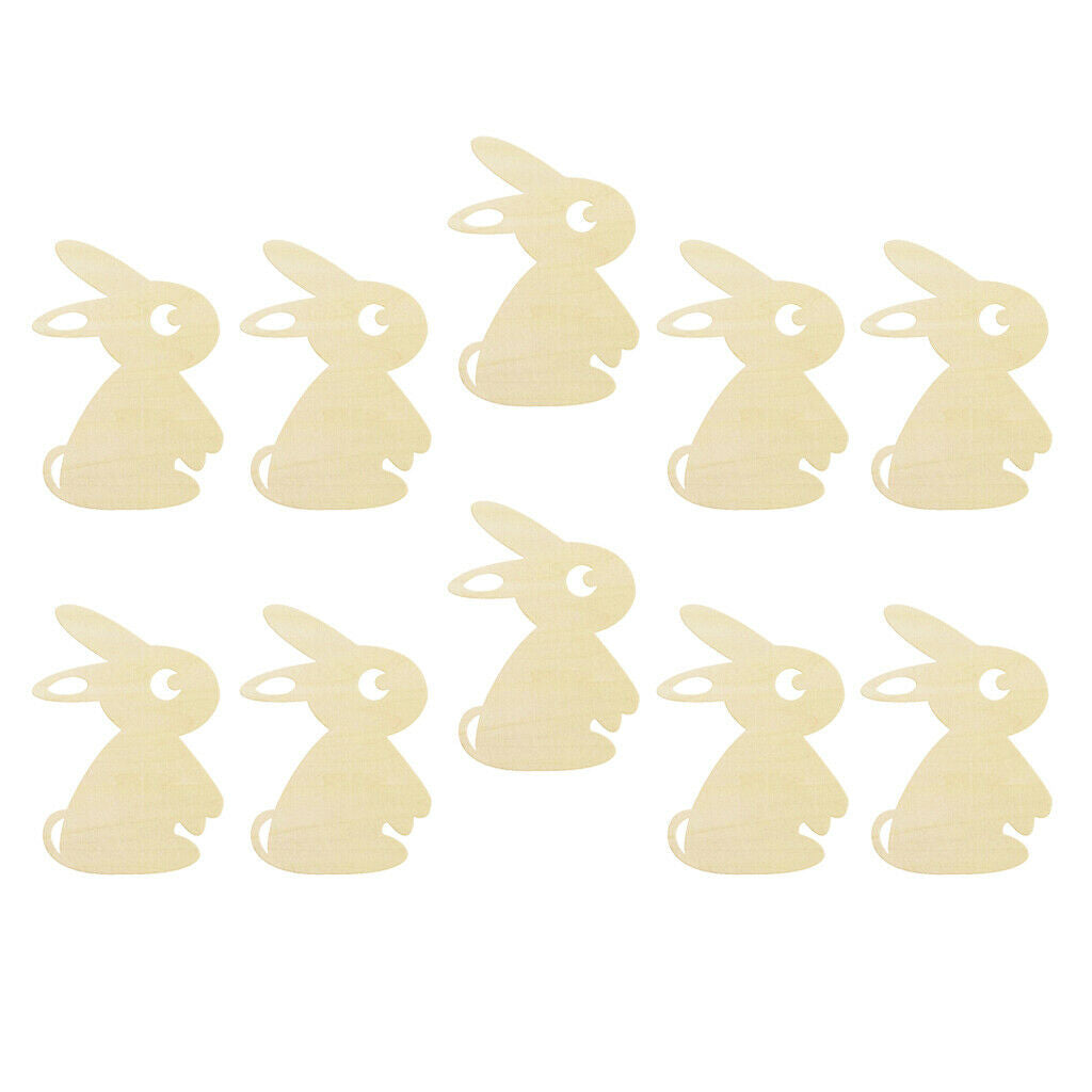 10pcs Lovely Rustic Wooden Happy Easter Wooden Bunny Gift Tags Festival Craft