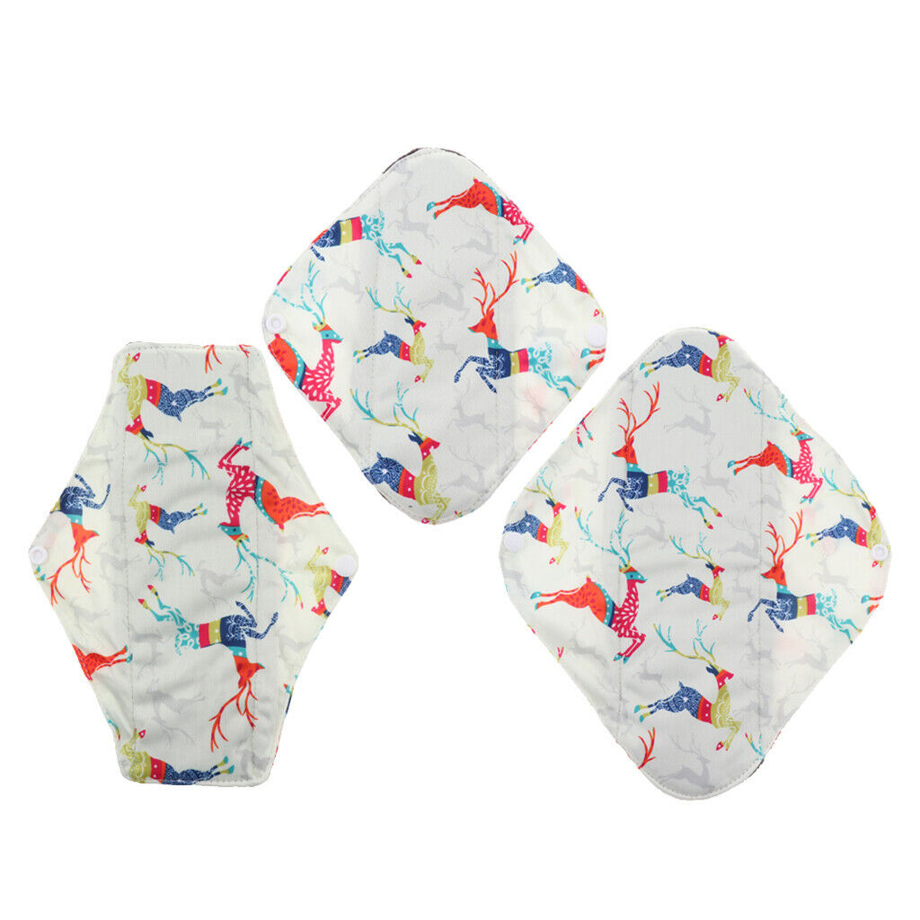 3 Pcs S/M/L Bamboo Cloth Washable Menstrual Pad Sanitary Towel Pad for Women