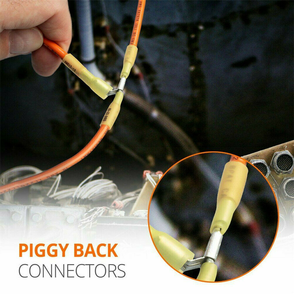 150x Piggyback Heat Shrink Quick Disconnect Terminals 10-22 ga. Male/Female .250
