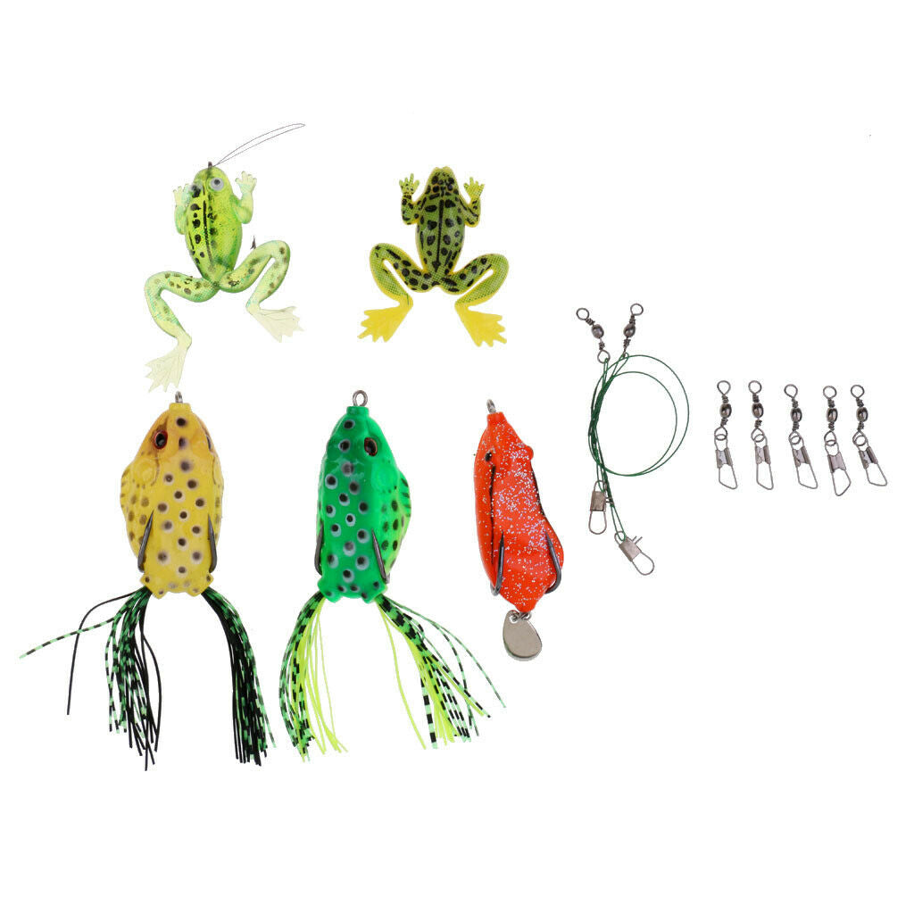13pcs Plastic Frog Lure Fishing Baits Crankbaits Hooks Fishing Accessories