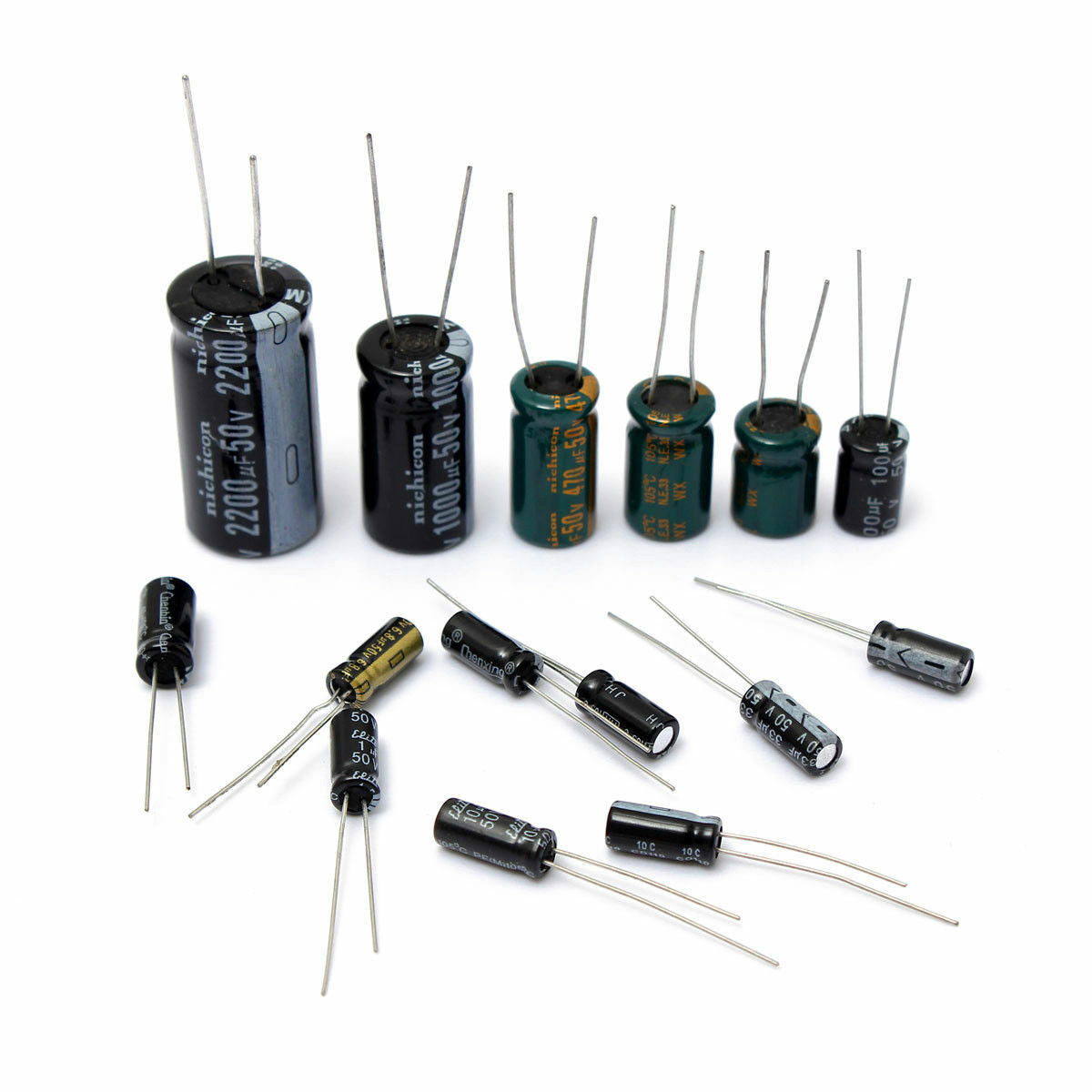 120pcs 50V 15 Values 1uF-2200uF Assorted Electrolytic Capacitor Assortment Kit