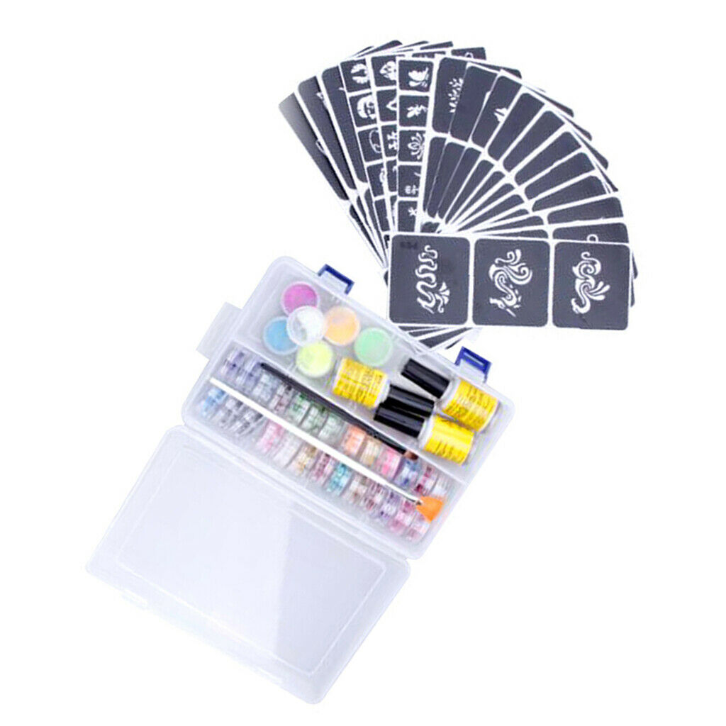 Hair Eye Shiny Luminous Powder Eyeshadow Brush Tattoo Decals Stencils Glue