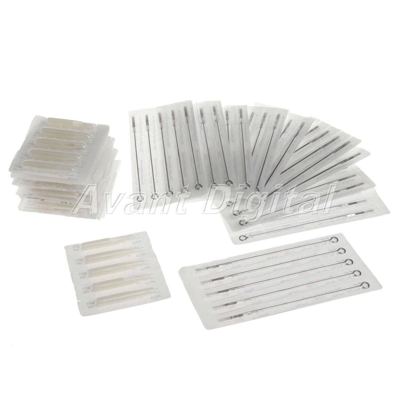 100pcs Mixed Assorted Sterile Tattoo Needles Round Liner  Plastic Tubes 9M1+9FT