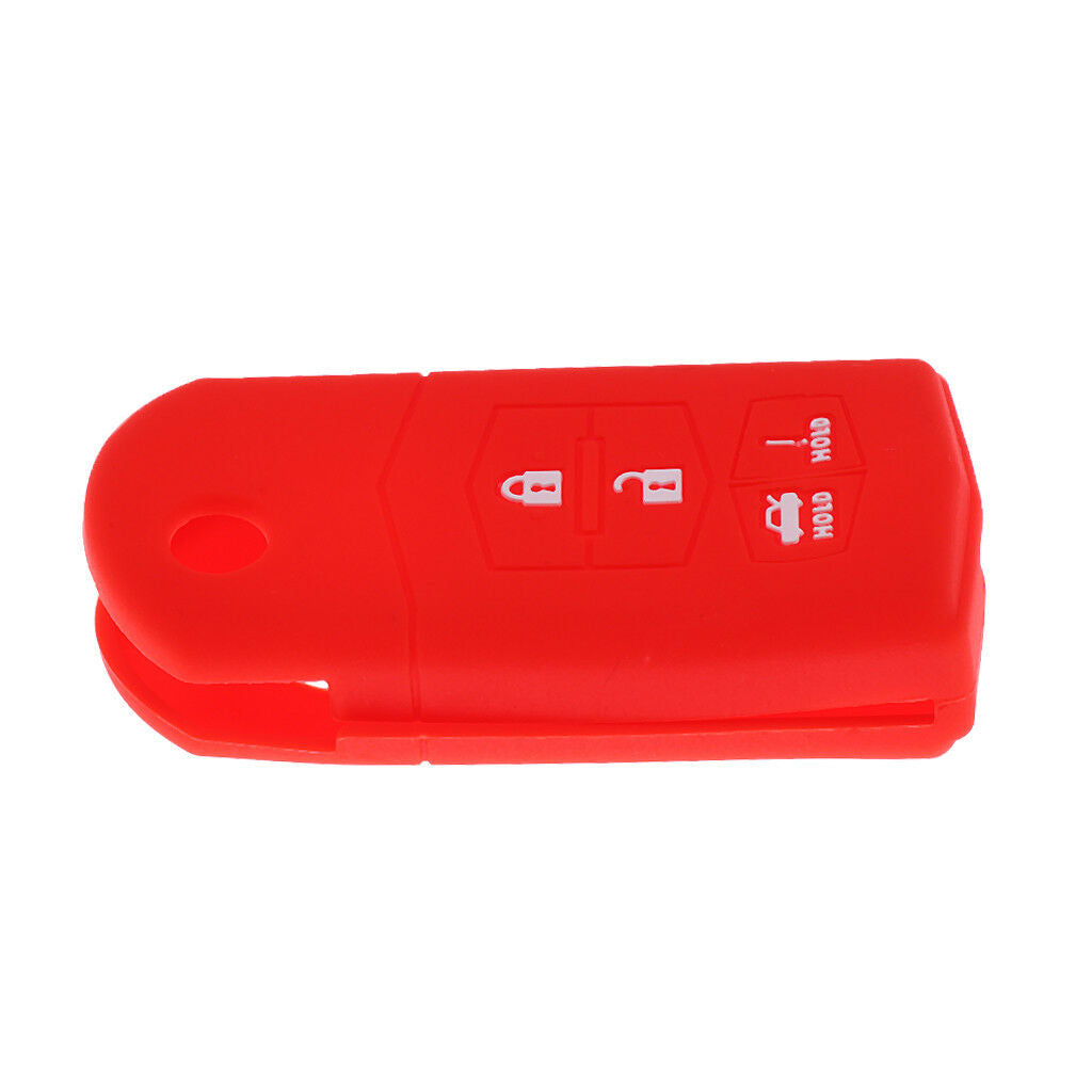 Replacement Car 4 Button Key Silicone Shell Case Cover For Mazda Red