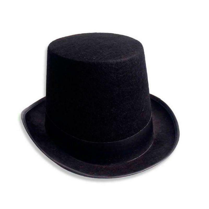 Men Women Retro Magician Black Jazz Cap Halloween Felt Top Hat DIY Steampunk
