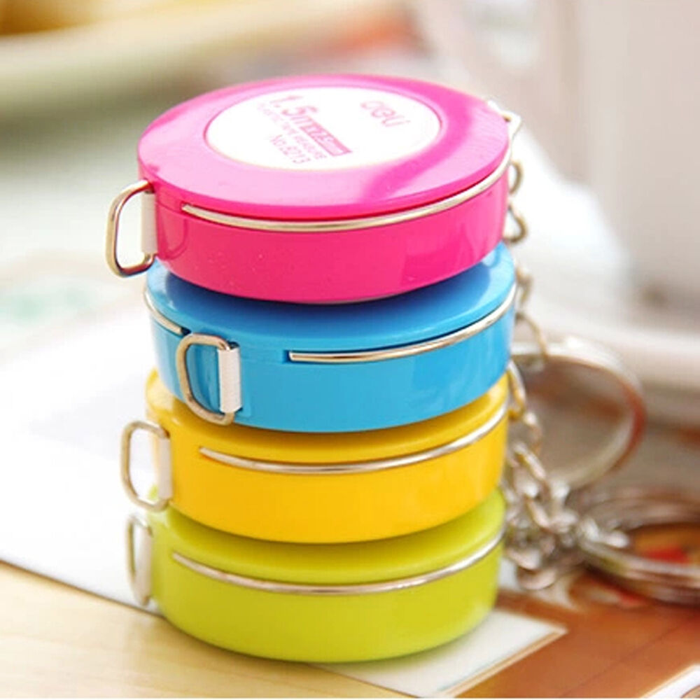 12pcs Deli Stationery Key Chain Measure 1.5mx7.5mm Plastic Tape Measure No.8213