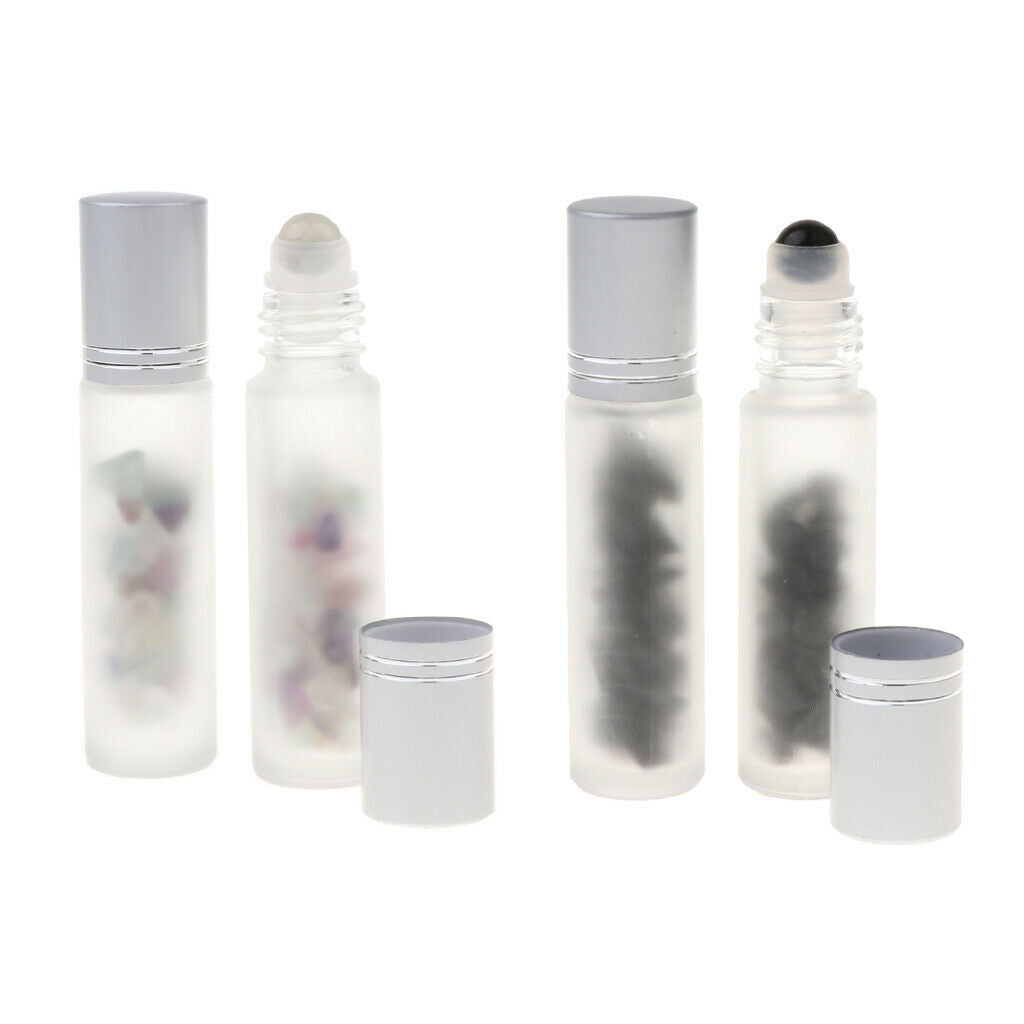 4X 10ml Portable Empty Frosted Glass Perfume Roller Ball Bottle Home Travel