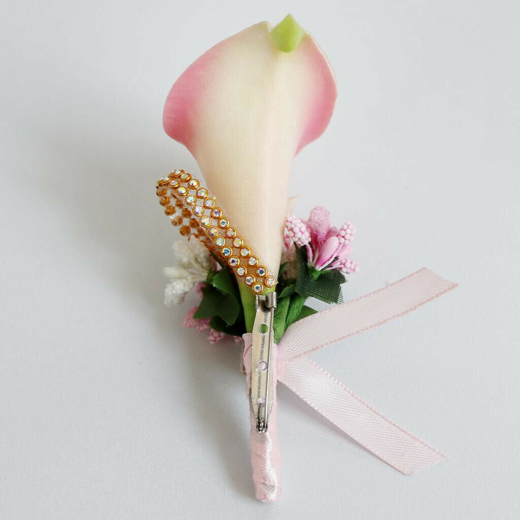 Pack of 2 Boutonniere with Pin for Groom Groomsman Best Man Woman Wedding
