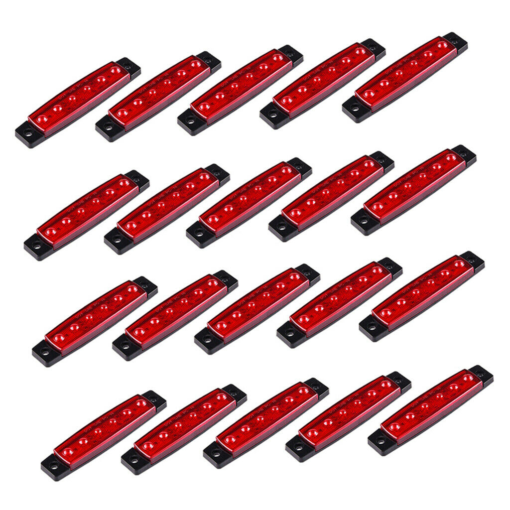 20pack 3.8" Amber 6-LED Side Marker Indicator Lamp Truck Vehicle 12V Red
