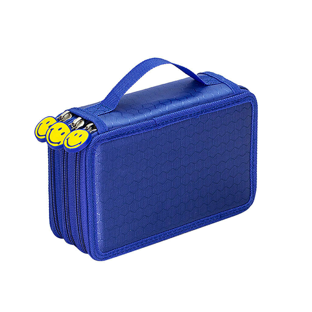 2pcs 3 Layers Pencil Case Pen Pouch Brush Pouch Pen Bag Pen Cosmetic Bag Blue &