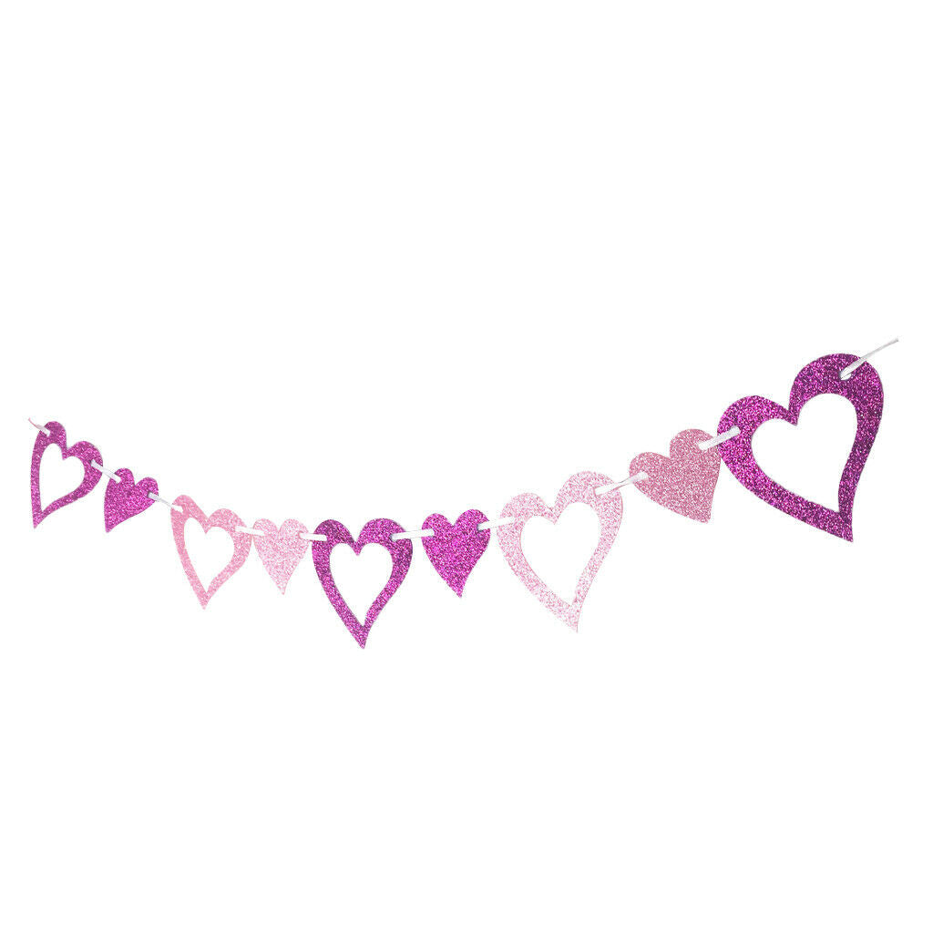 Glitter Felt Heart Garland Banner Wedding Birthday Party Decoration Props