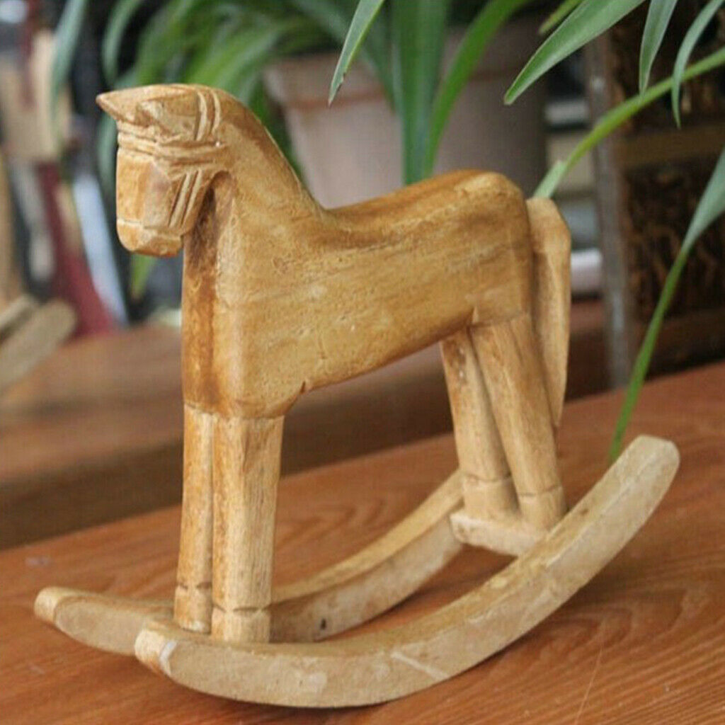 Wooden Crafts Rocking Horse Adornment Christmas Desk Decoration Balance Art