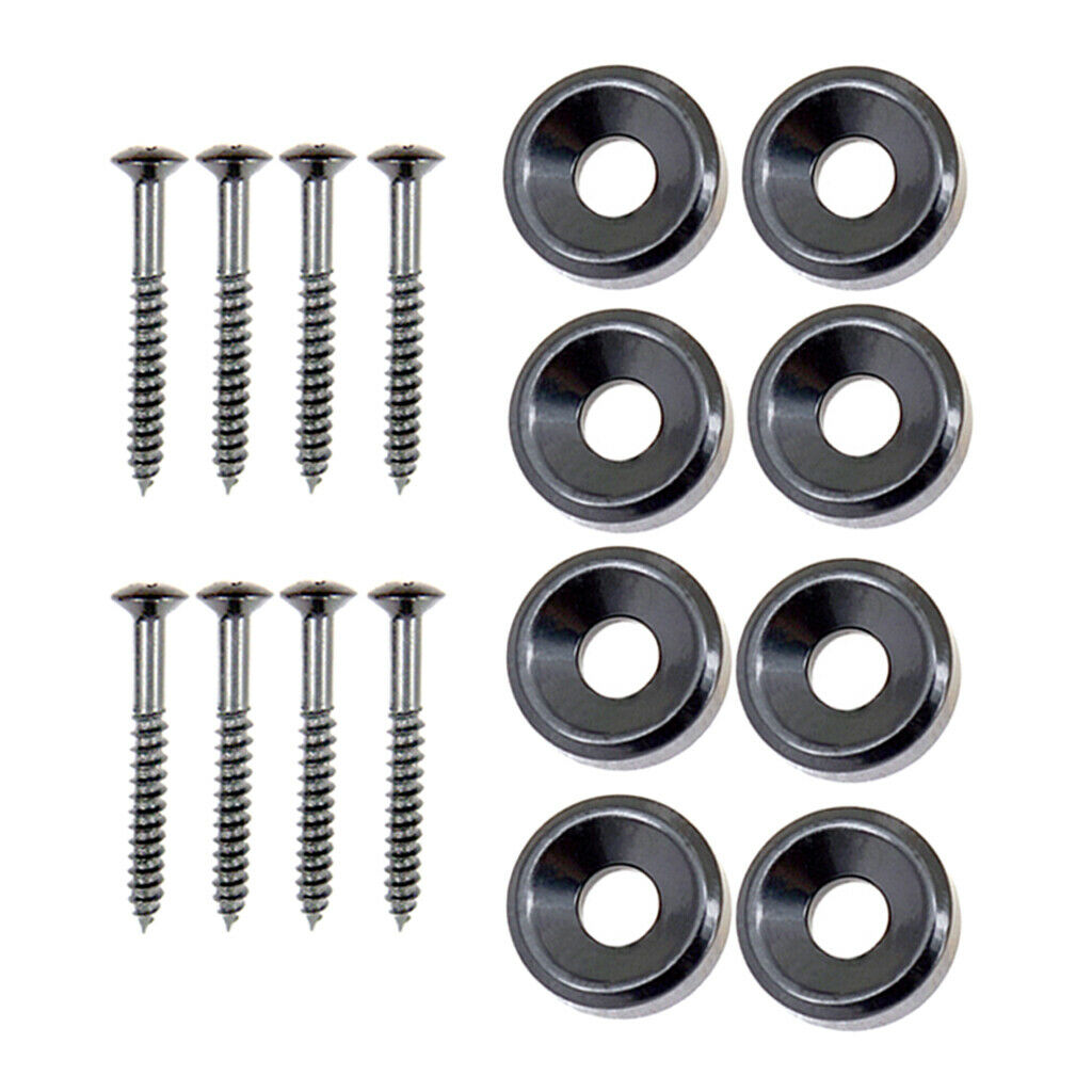 2 Sets Bass Guitar Neck Joint Mounting Ferrules Bushings (8x Bolts 8xScrews)