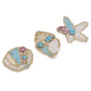 3Pcs Rhinestone Starfish Conch Shell Beaded Patches Sew on Clothes Bag Applique