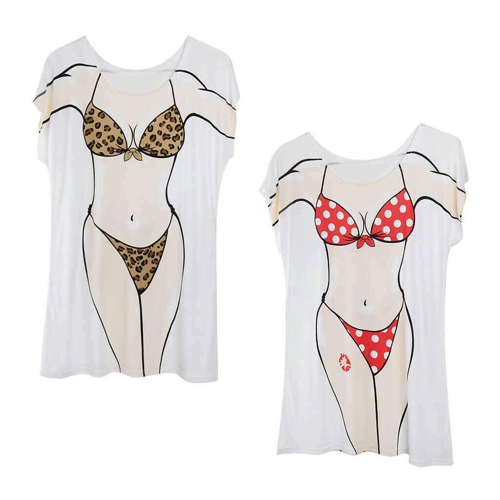 Pack of 2pcs Funny Women Ladies Leopard Polka Dots Summer Beach Bikini Cover-up