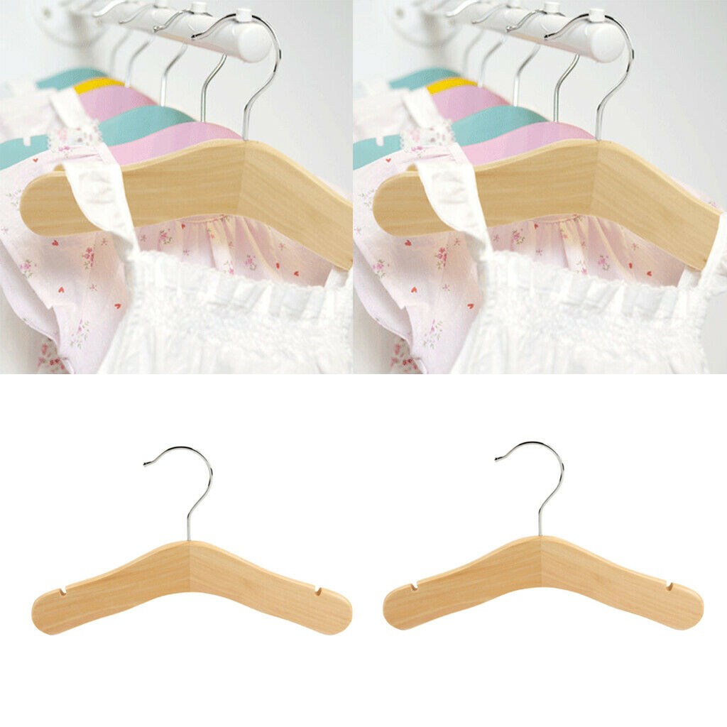 2 Pieces Children Baby Kids Wooden Coat Clothes Pants Hook Hanger Rack Stand