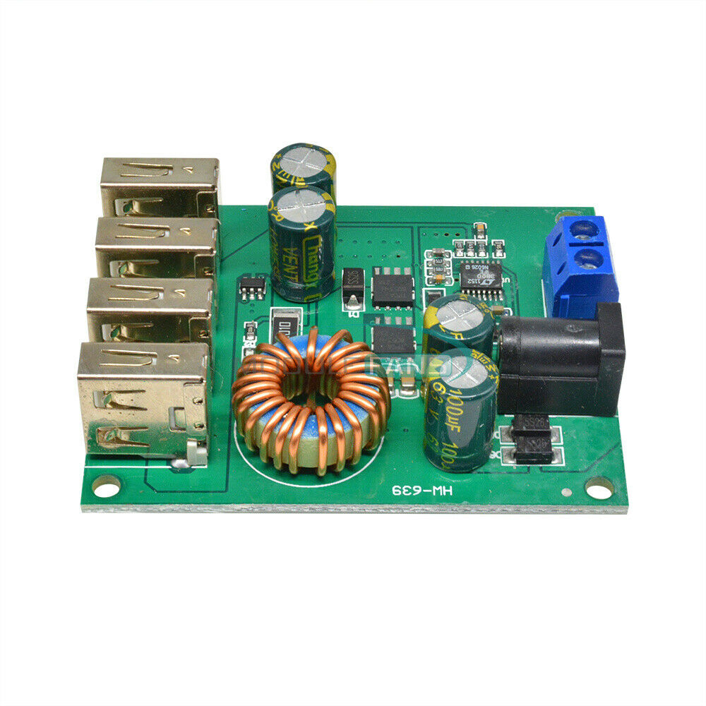 7-60V To 5V 5A DC-DC 4 USB Output Buck Converter Step Down Car Power Supply