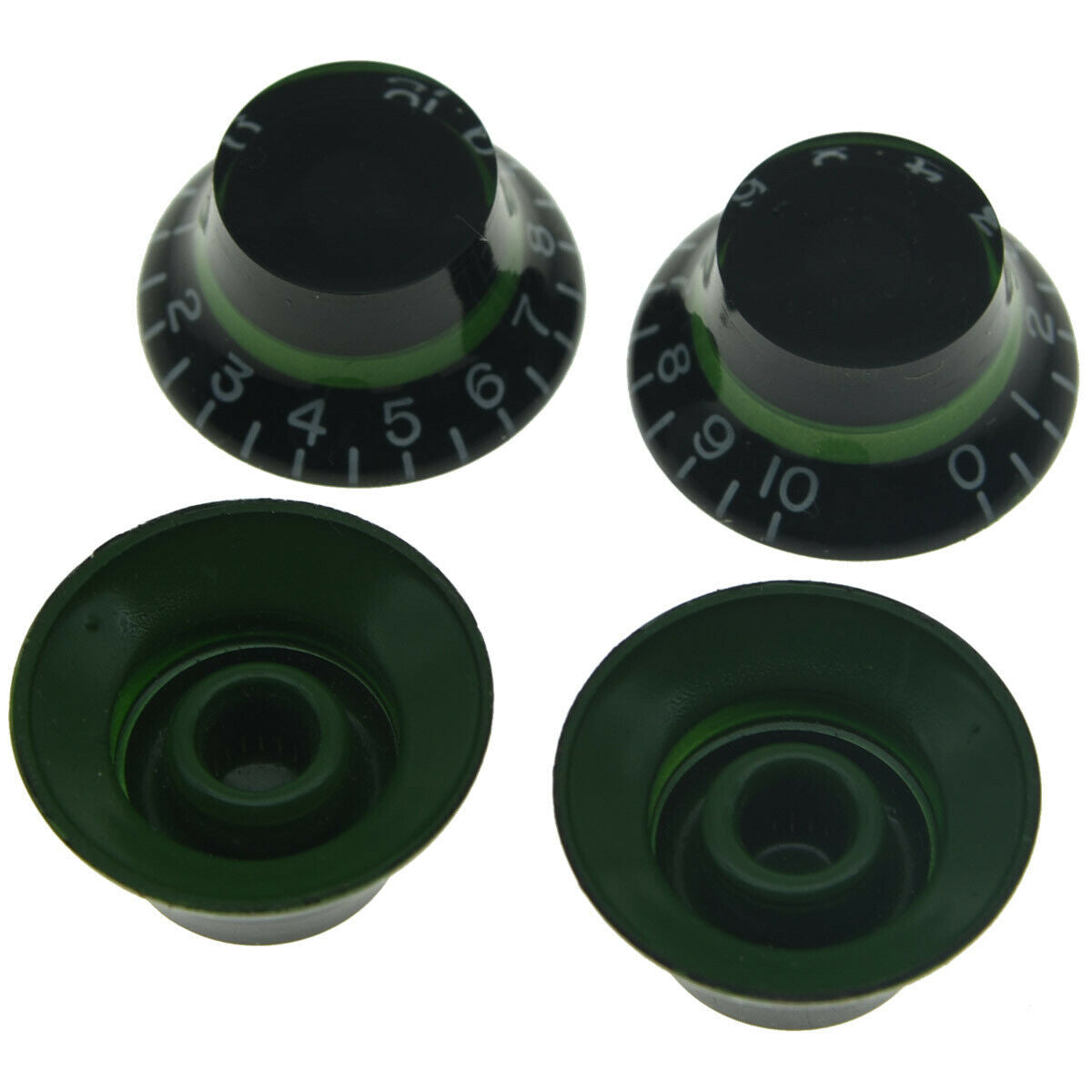 4* Guitar Custom Bell Knobs Top Hat Knobs Black With Green For Les Paul