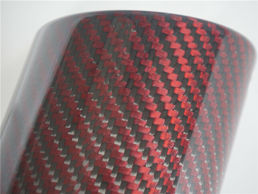 Car 101mm Universal Red Twill Carbon Fiber Cover Exhaust Muffler Pipe Tip case