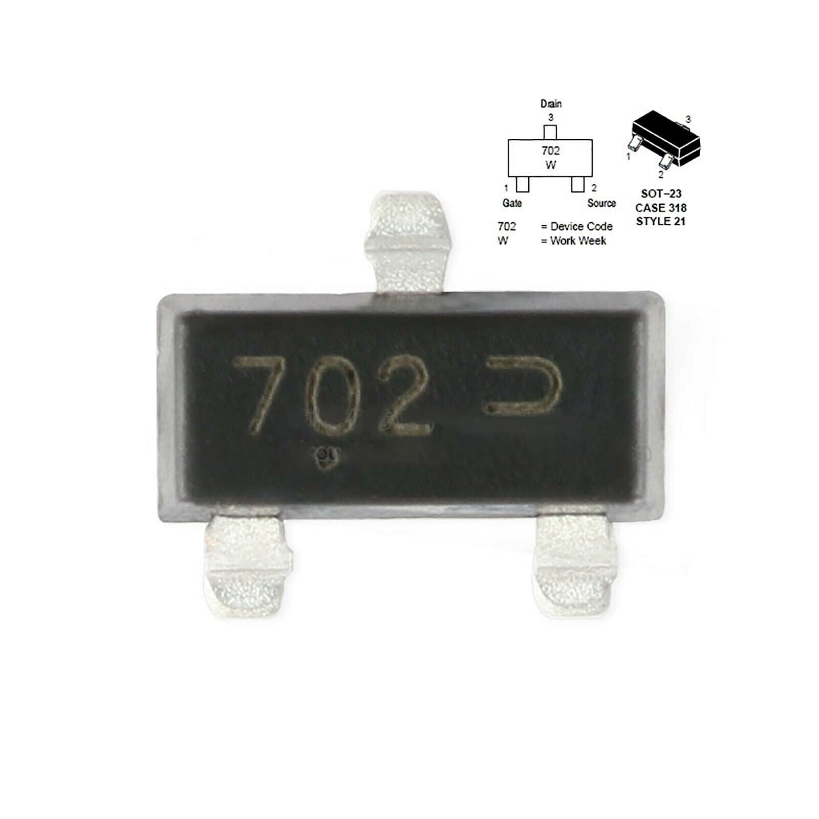 10Pcs 2N7002LT1G Transistor 702 SOT-23 N-Channel 60V/115mA SMD Power MOSFET