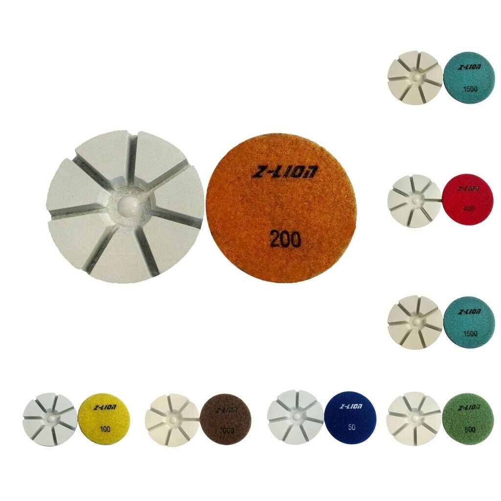 3 inch Dry Diamond Polishing Pads 10mm Thick Stone Concrete 50# deep blue