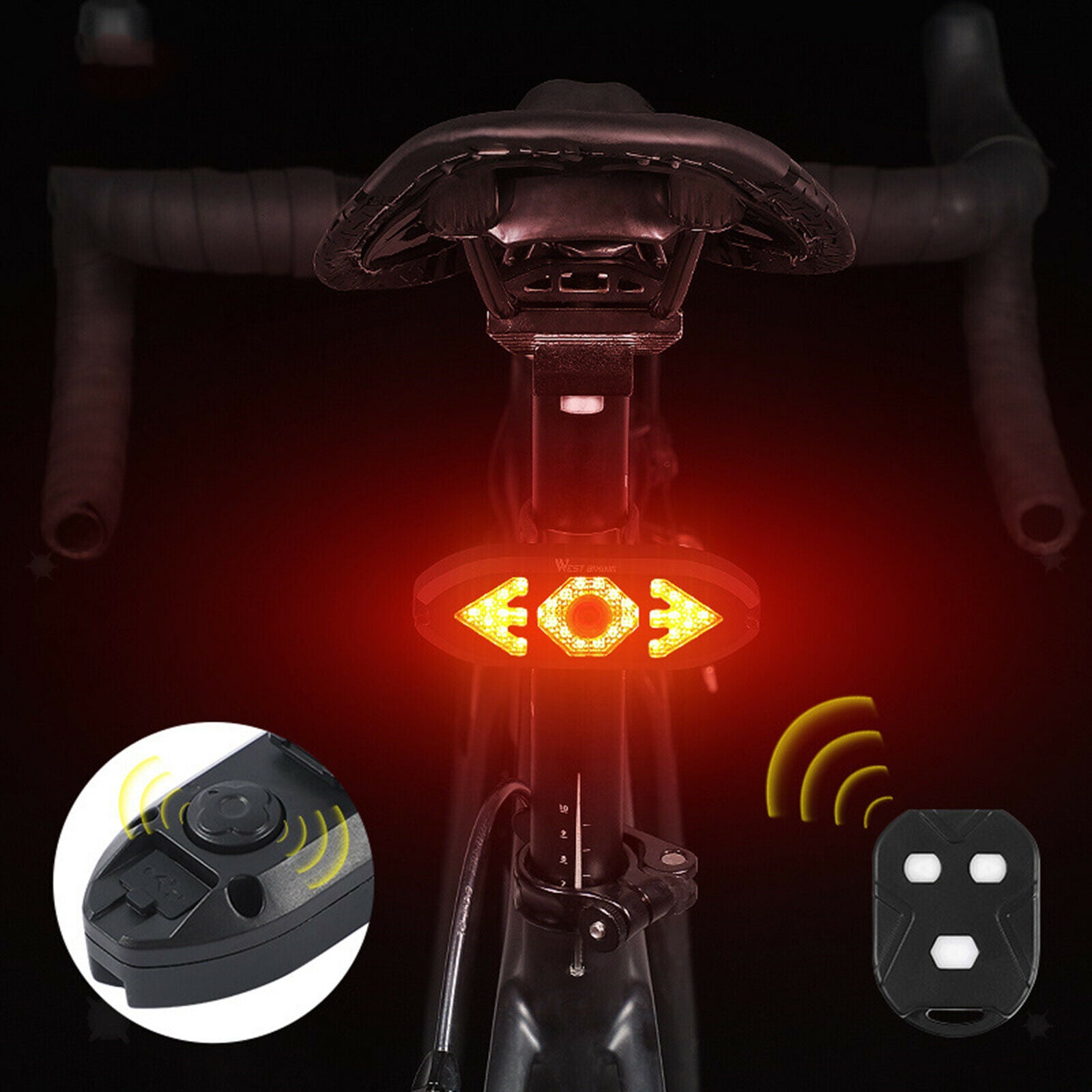 LED Bike Tail Light USB Waterproof Rear Lights Safety Cycling Warning Light
