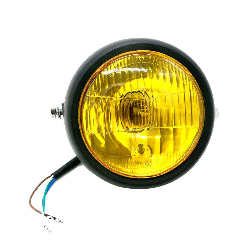 High/Low Beam 6.5" 12V Amber Motorcycle Headlight Spot Fog Light Lamps Universal