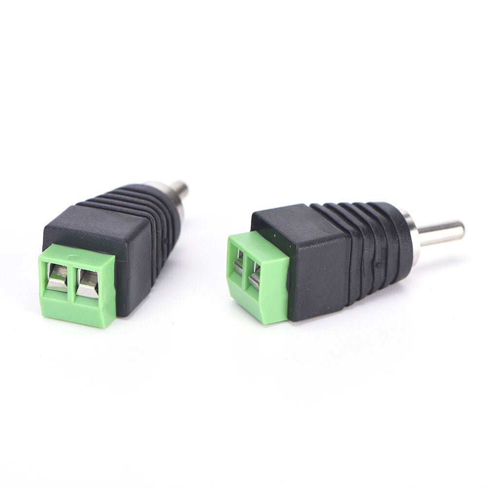 4 pcs Speaker Wire cable to Audio Male RCA Connector Adapter Jack Plug.l8