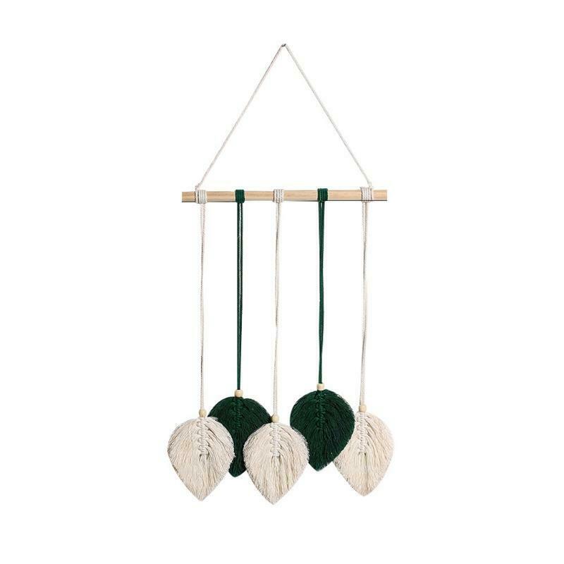 Handmade Boho Macrame Tapestry Cotton Thread Woven Leaf Tasse Wall Dream Catcher