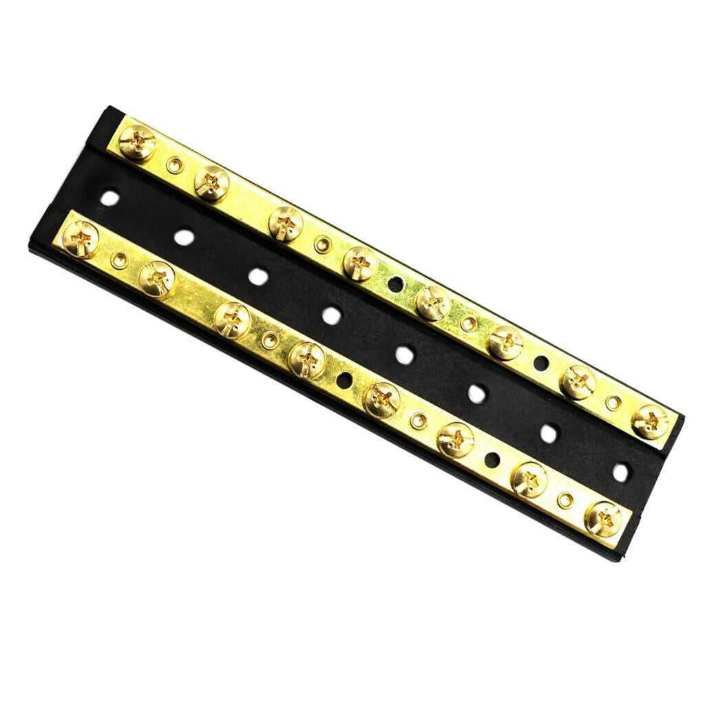 60A DC 32V Dual Brass Bus Bar Power Distribution Block with 16 Terminals