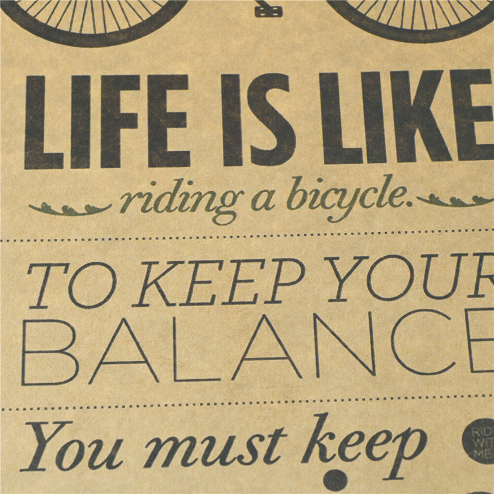 life is like riding a bicycle poster cafe bar decor  kraft paper wall stic.l8