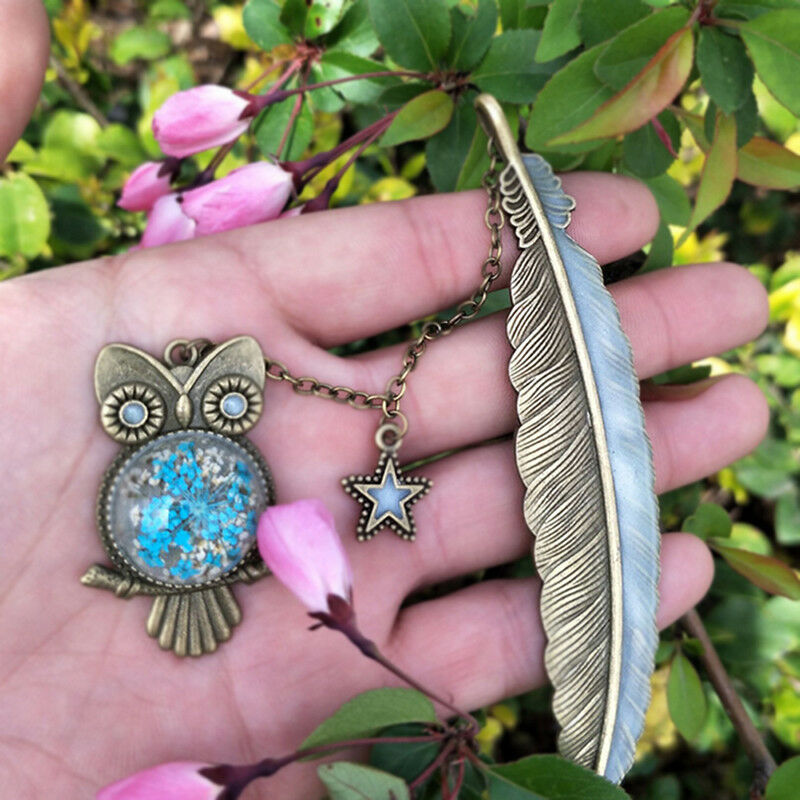 Luminous Night Owl Bookmark Label Read Maker Feather Book Mark Stationery BDAU