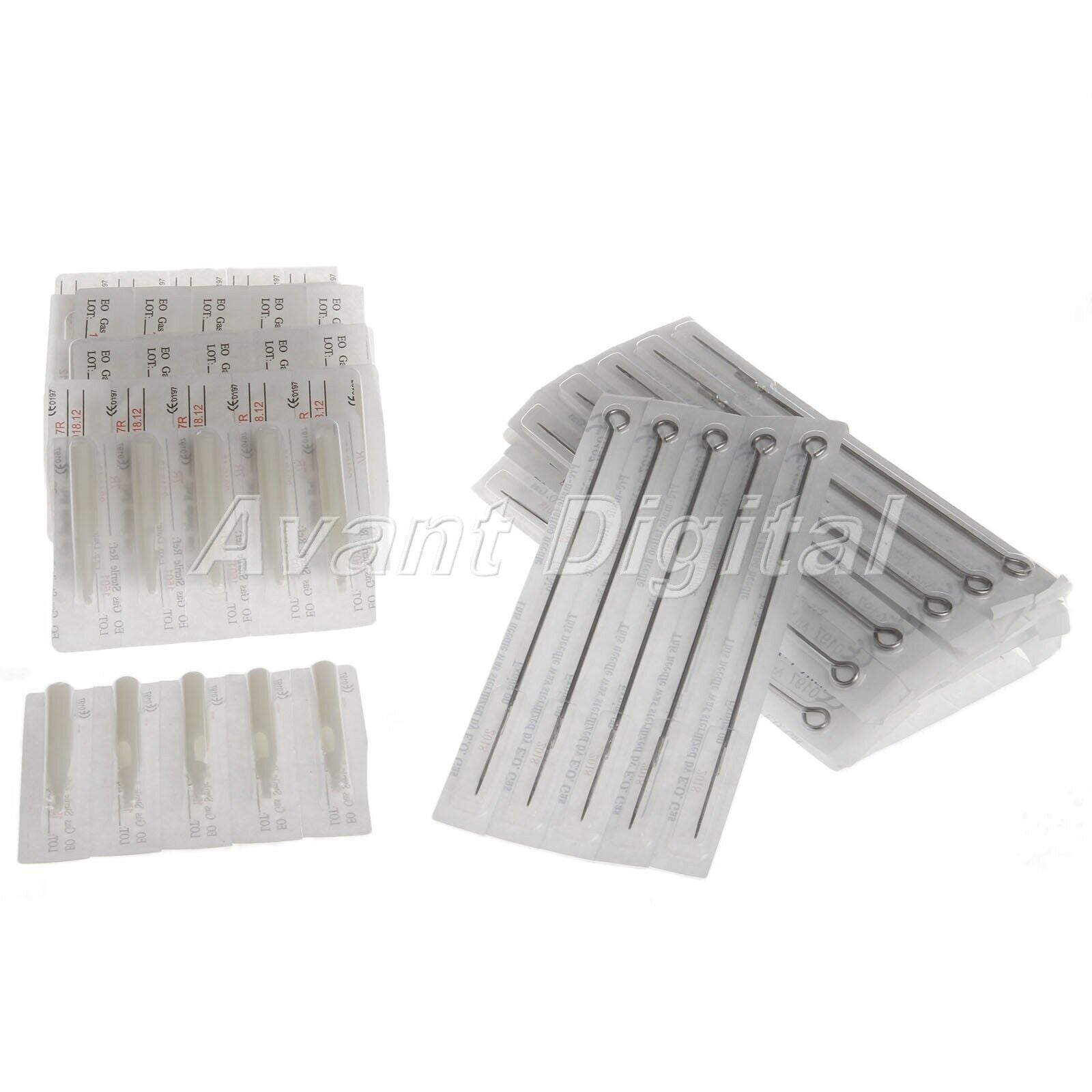100pcs Mixed Assorted Sterile Tattoo Needles Round Liner  Plastic Tubes 7RL+7RT