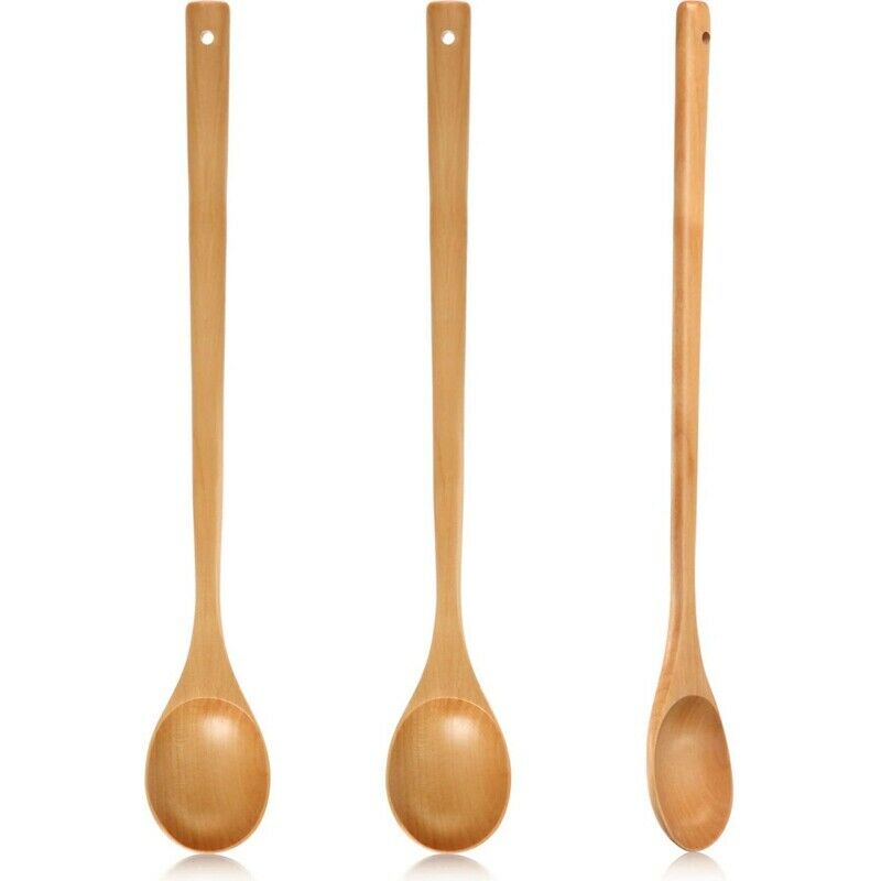 Wood Mixing Spoon,Long Handle Wooden Spoons Wood Soup Spoons Cooking Spoon  O5O9
