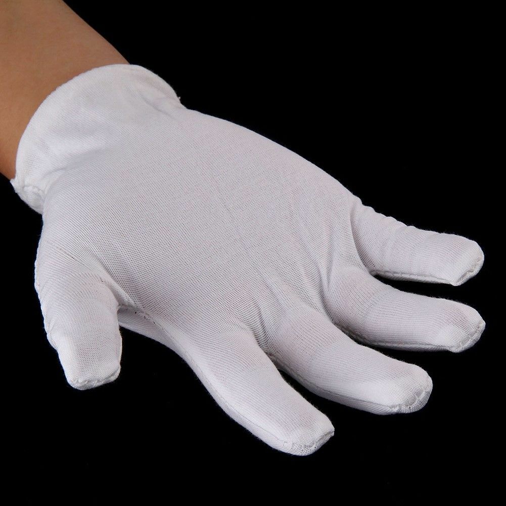 5 Pairs White Gloves Inspection Cotton Work Jewelry Lightweight Hight Quality