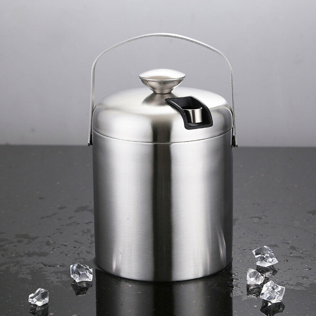 Double Wall Stainless Steel Ice Bucket Portable 1.3L Champagne Wine Cooler