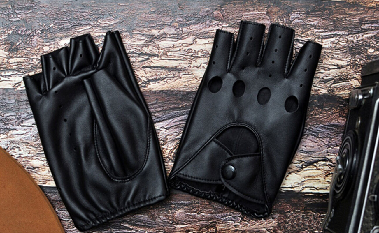 Lady PU Leather Mittens Fingerless Fad Punk Motorcycle Gloves Black SEDD
