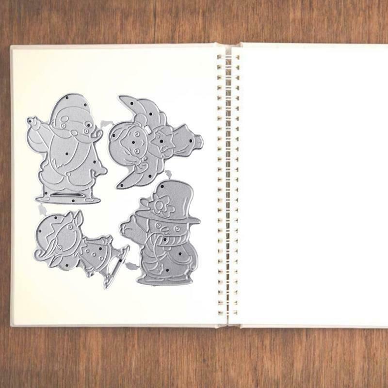 4 in 1 Christmas Figures Metal Cutting Die Decorative Embossing Cutting Stencil