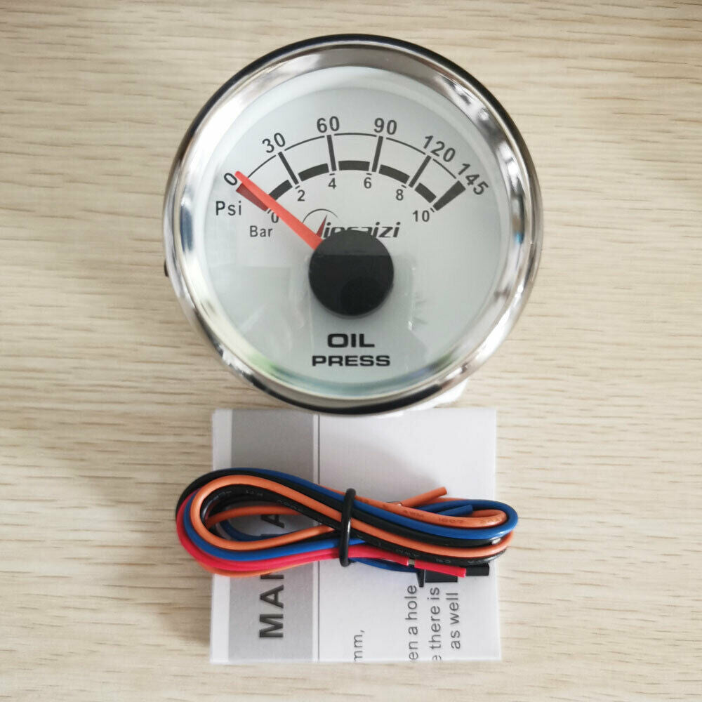 52mm 2-1/16â€³ white oil pressure gauge 10-184ohms 9-32V car truck marine blue led