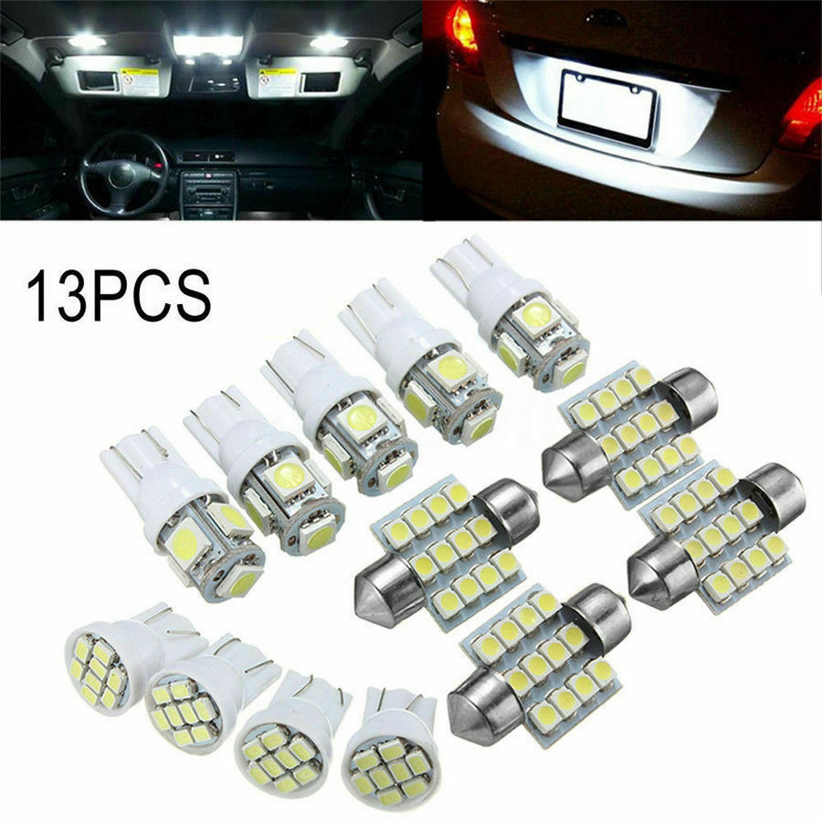 Lot 13pc Car LED Lights Kit White Lamp for Stock Interior & Dome & License Plate