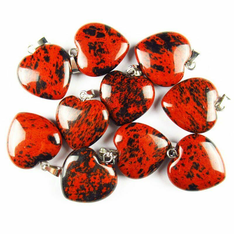 10pcs 20x20x6mm Natural Mahogany Obsidian Heart Pendant (send randomly) A-15SK