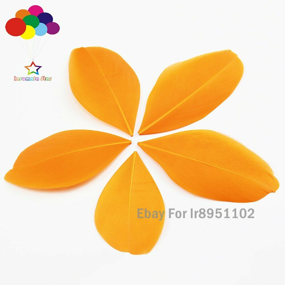 Round head Orange Natural Goose Feathers 5-7CM Plumes for Carnival Halloween 100