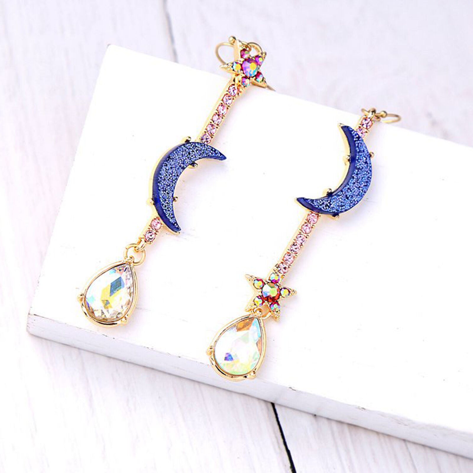 Beautiful Fashion Jewelry Blue moon&star earrings Woman jewels