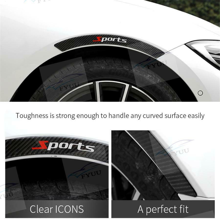 4x Real Carbon Fiber Sports Style Car Fender Flares Arch Wheel Eyebrow Protector