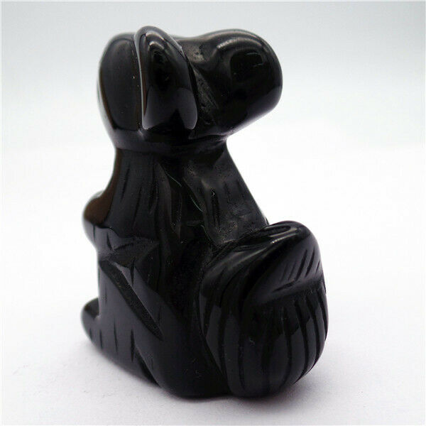 50x43x24mm Squirrel Decoration Black Obsidian Carved Stone Statue Decor HH8074