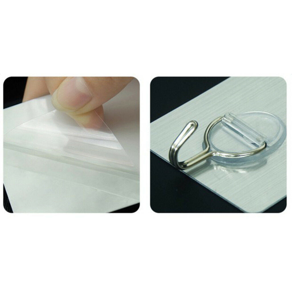 2Pcs Adhesive Vacuum Traceless Stick On Wall Hooks Clips Clothes Hanger Hook