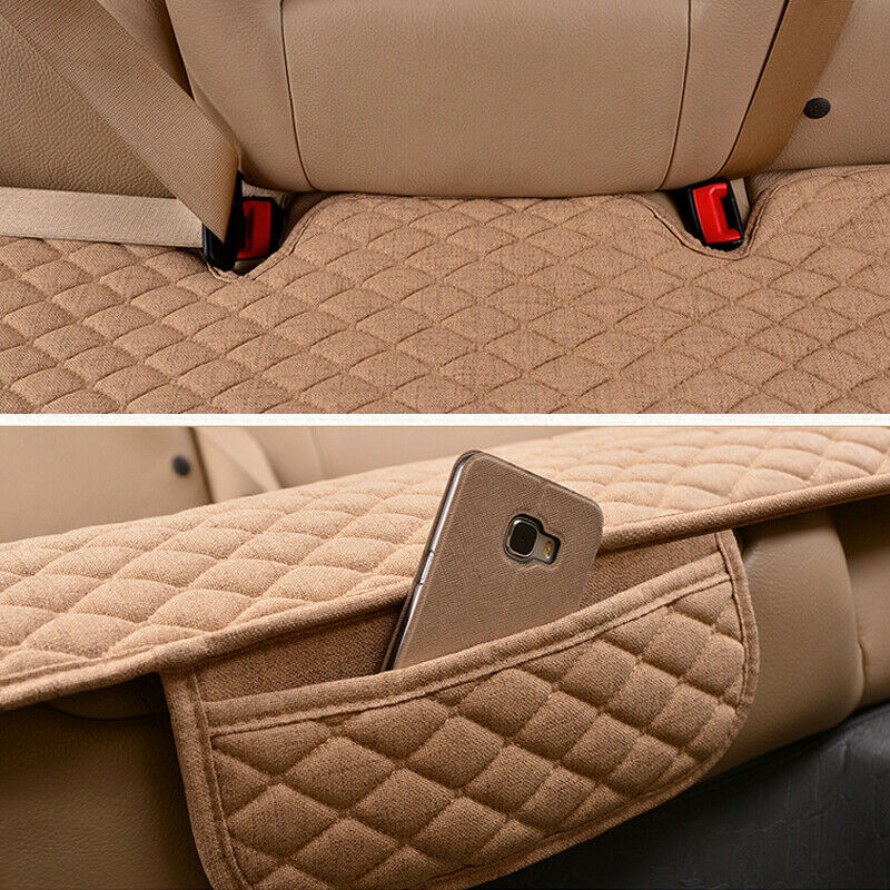 3PCS Universal Linen Fabric Car Seat Cover Front Rear Flax Cushion Breathable