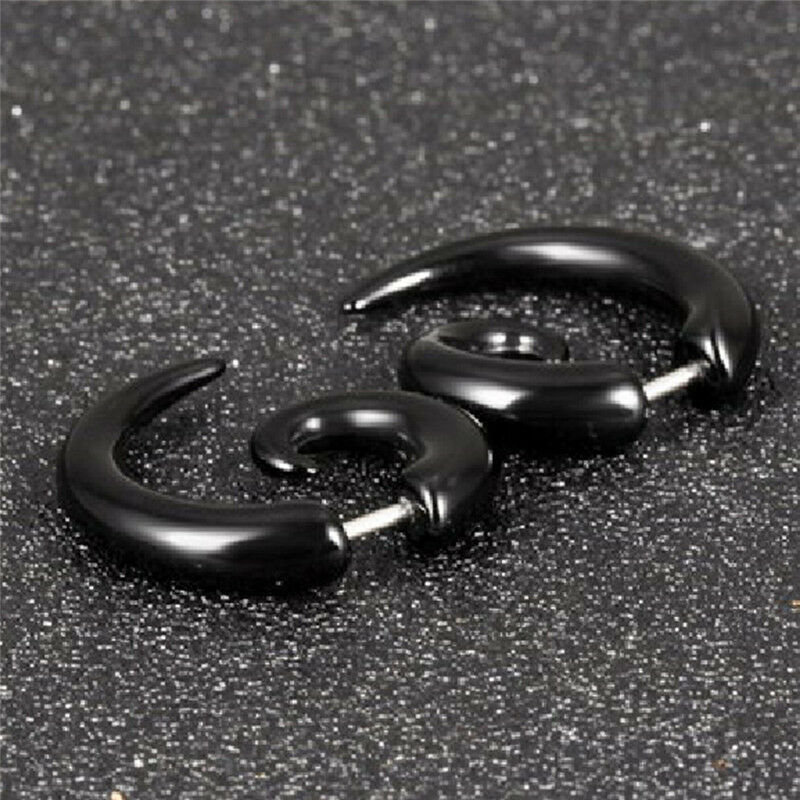 Punk Stud Earrings Rock Men Black Earrings Women PVC Anti Allergy Earrings BDAFL